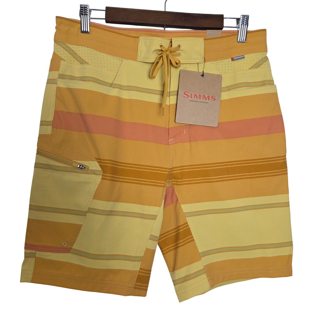 NWT‎ Simms Seamount Board Shorts 32W 9 In Quick Dry Zip Pocket
